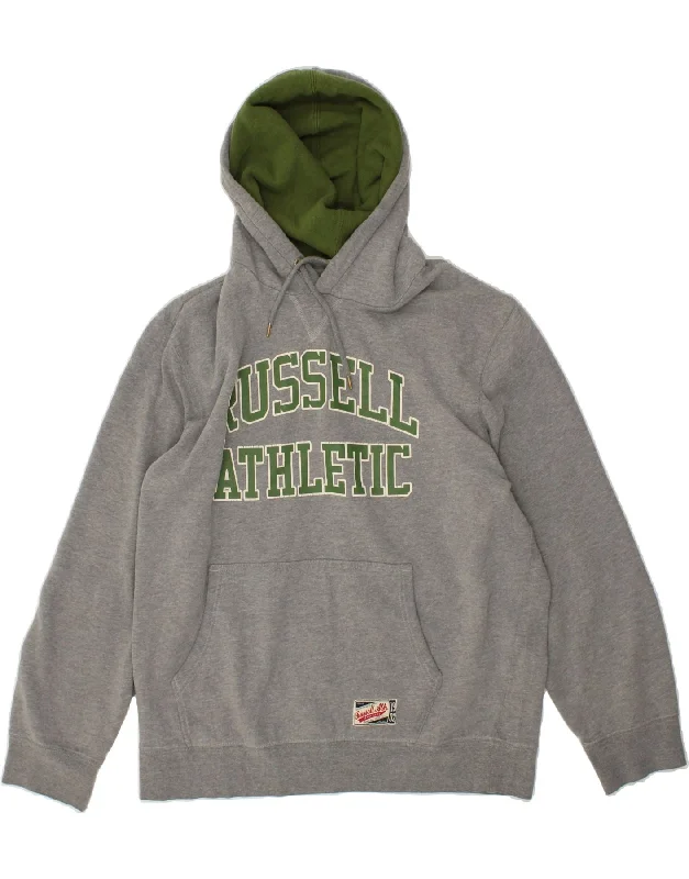 Year-End Sale RUSSELL ATHLETIC Mens Graphic Hoodie Jumper XL Grey