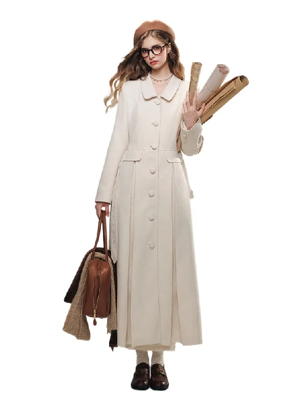 Deep Discounts fitted jacketCloud White Long Woolen Coat
