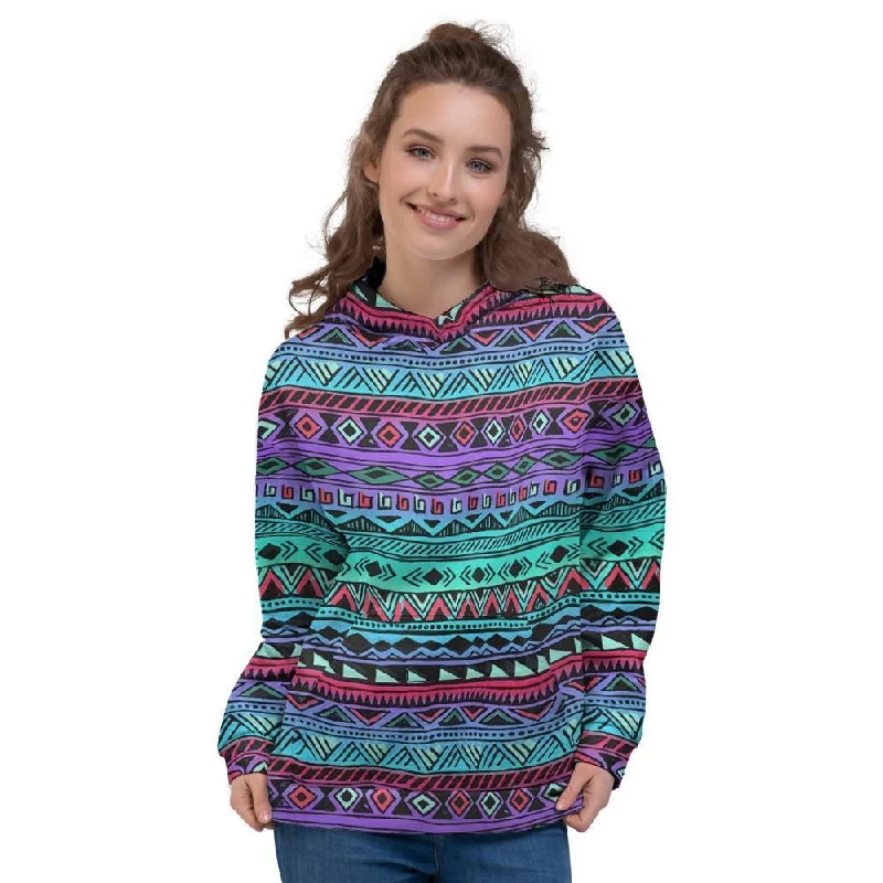Epic Deals Colorful Neon Tribal Aztec Hand Drawn Women's Hoodie