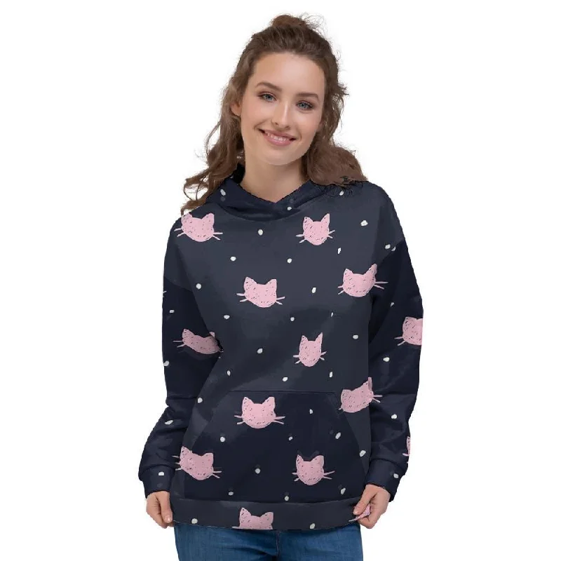Overstock Cute Cat Polka Dot Print Women's Hoodie