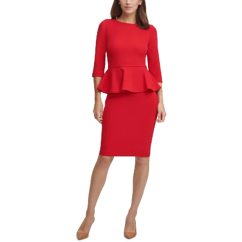 Overstock casual slip dressCalvin Klein Womens Petites Peplum Above Knee Sheath Dress