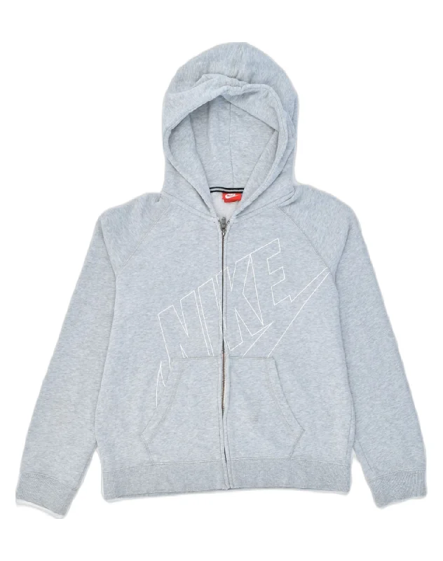 Price Drop sleek zip-up hoodieNIKE Womens Graphic Zip Hoodie Sweater UK 12 Medium Grey Cotton