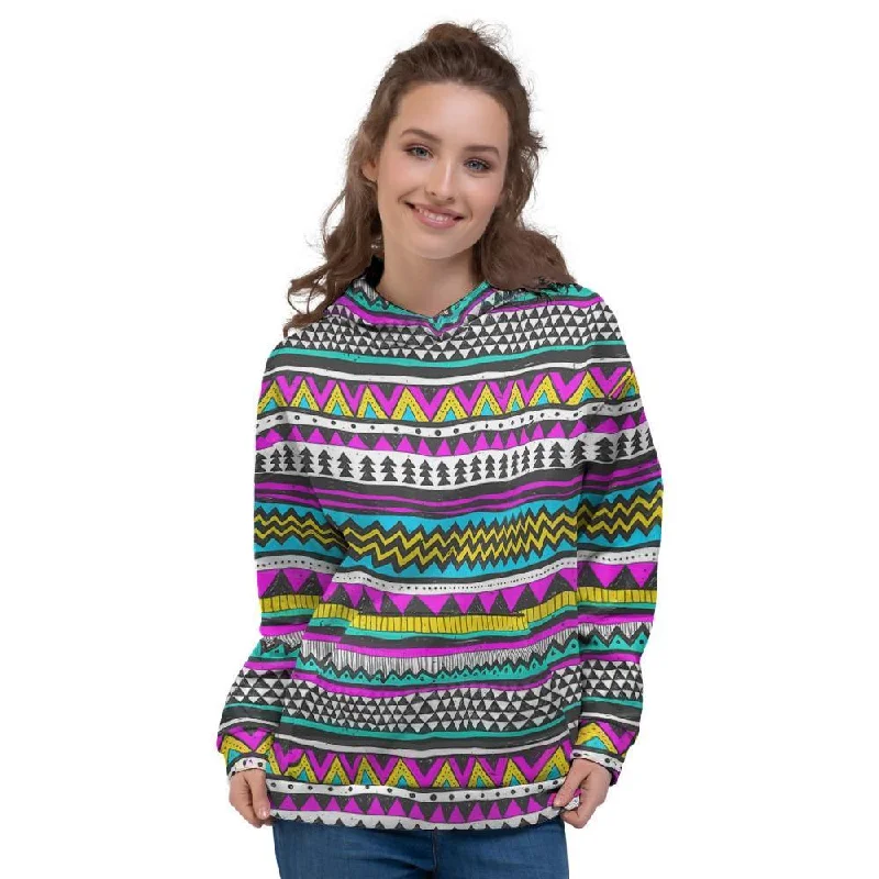 Markdowns Colorful Indian Aztec Doodle Triangles Women's Hoodie