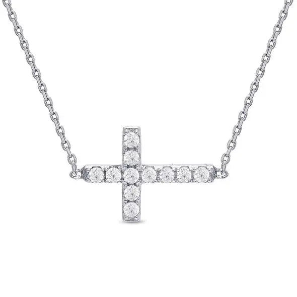 Shop and Save denim dressLily Nily Sideways Cross CZ Necklace