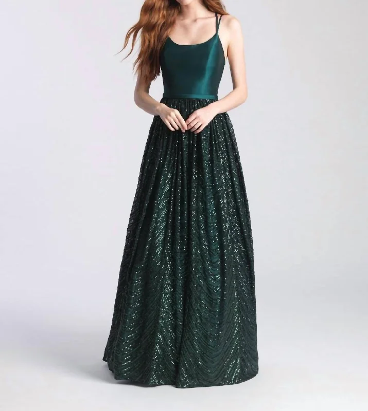 YEAR-End Clearance comfy maxi dressSatin And Tulle Ballgown In Green