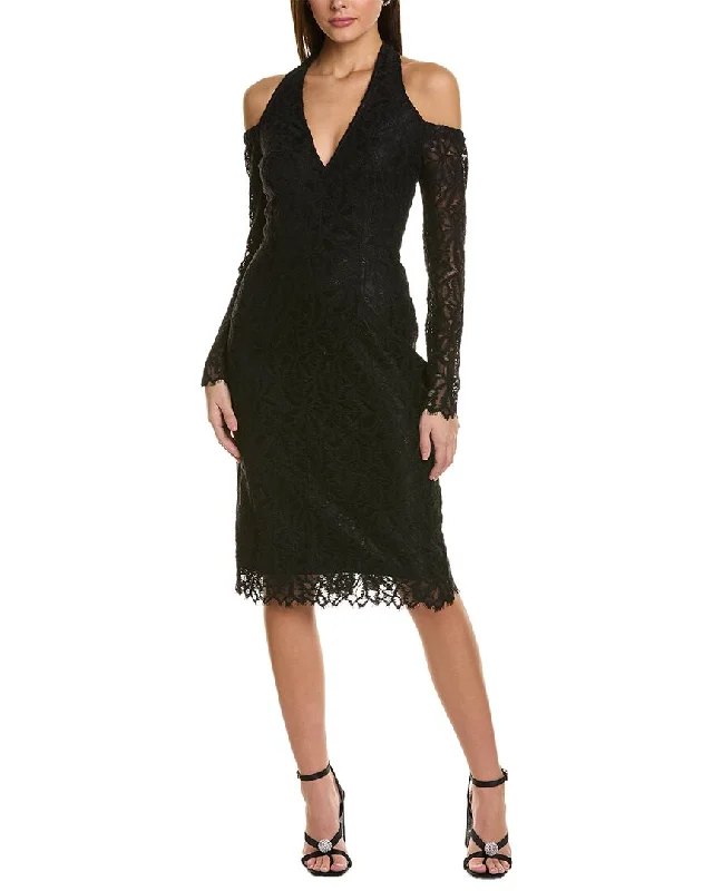 Big Discounts lace-up dressDonna Karan Lace Cold-Shoulder Midi Dress