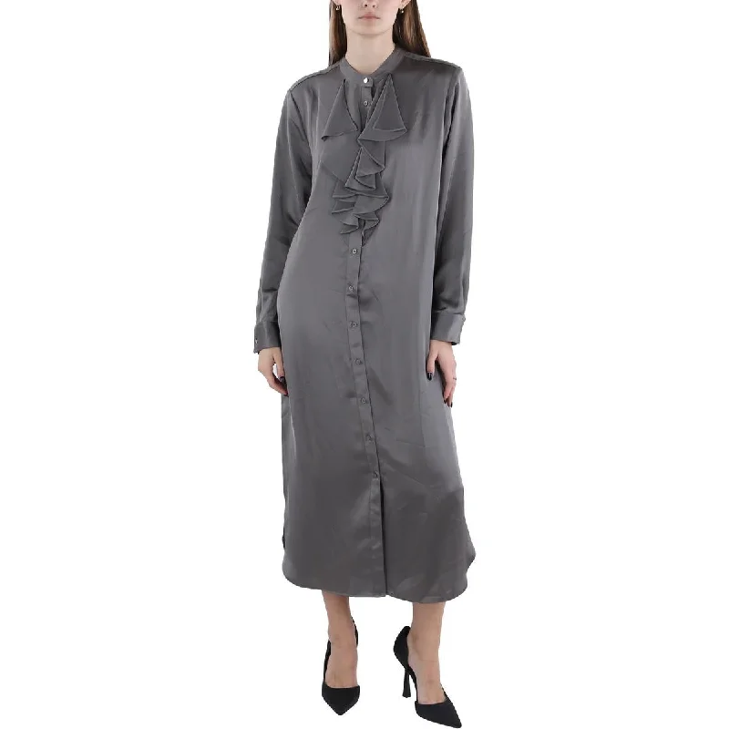 Don't Miss vintage-inspired dressLauren Ralph Lauren Womens Satin-Trim Ruffle Trim Shirtdress Don't Miss vintage-inspired dressLauren Ralph Lauren Womens Satin-Trim Ruffle Trim Shirtdress