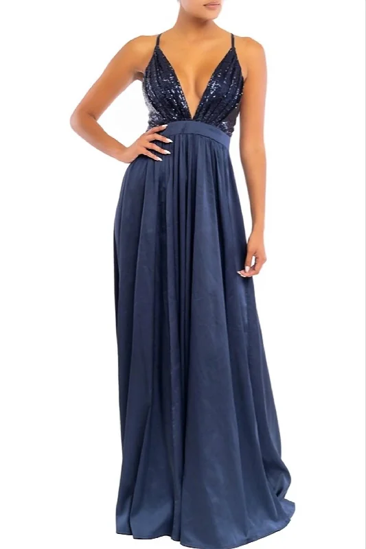 Clearance Sale flowy dressNavy Sequin Maxi Dress