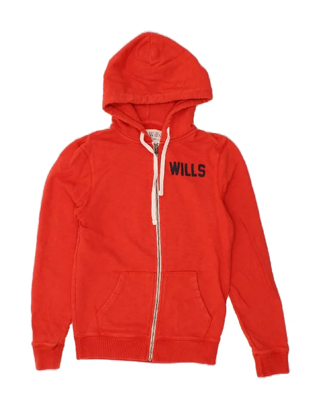 Steals and Deals JACK WILLS Mens Graphic Zip Hoodie Sweater XS Orange Cotton