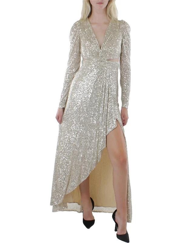 Markdowns romantic dressWomens Sequin Cut-Out Evening Dress
