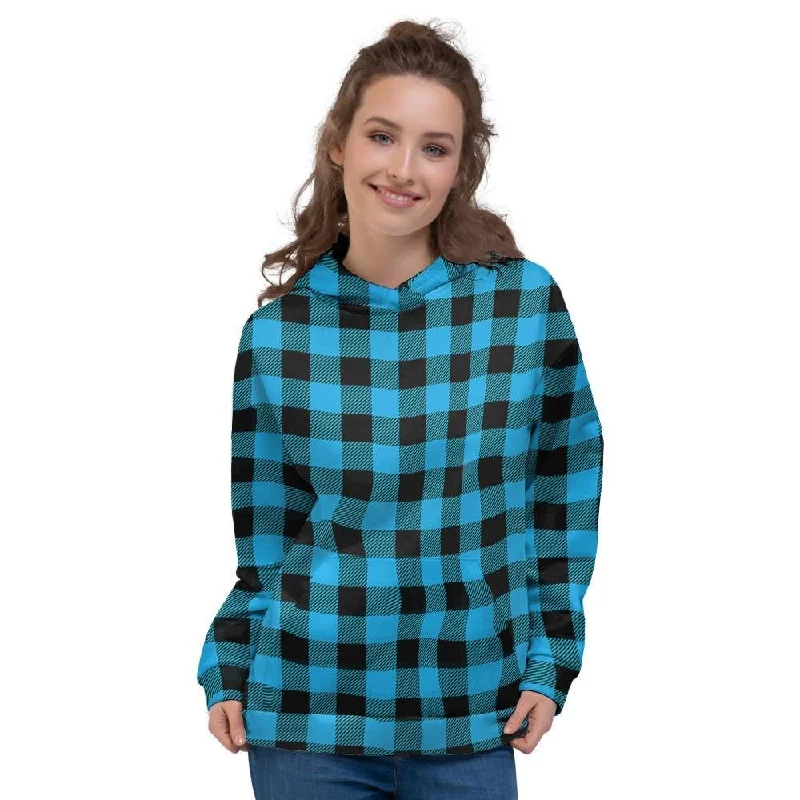 Price Meltdown Buffalo Plaid Blue Print Women's Hoodie