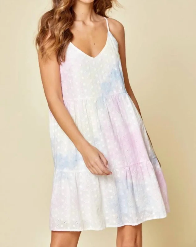 Special Discount long-sleeve floral dressTie Dye Eyelet Dress In Tie Dye - Pink, Blue, Yellow, White Special Discount long-sleeve floral dressTie Dye Eyelet Dress In Tie Dye - Pink, Blue, Yellow, White