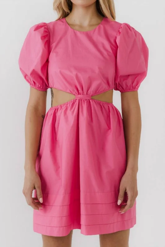 Now or Never wool dressPleats With Cut-Out Mini Dress In Pink