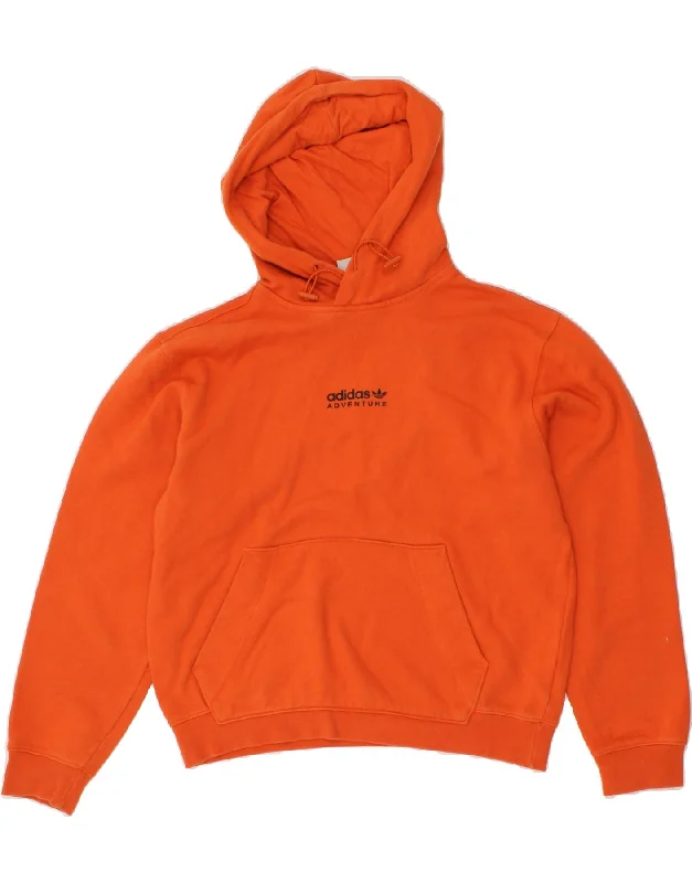 Stock Clearance ADIDAS Mens Graphic Hoodie Jumper Small Orange Cotton