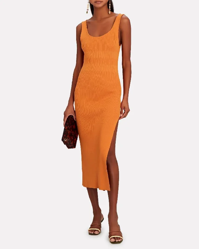 Unbeatable Prices trendy mini dressIvana Sleeveless Rib Knit Midi Dress In Orange