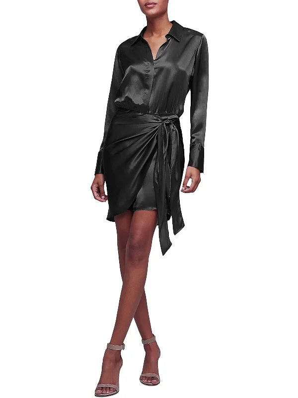 Exclusive Savings chic dressAtlus Womens Silk Faux Wrap Shirtdress