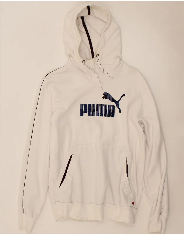 Don't Miss PUMA Mens Graphic Hoodie Jumper Medium White Cotton
