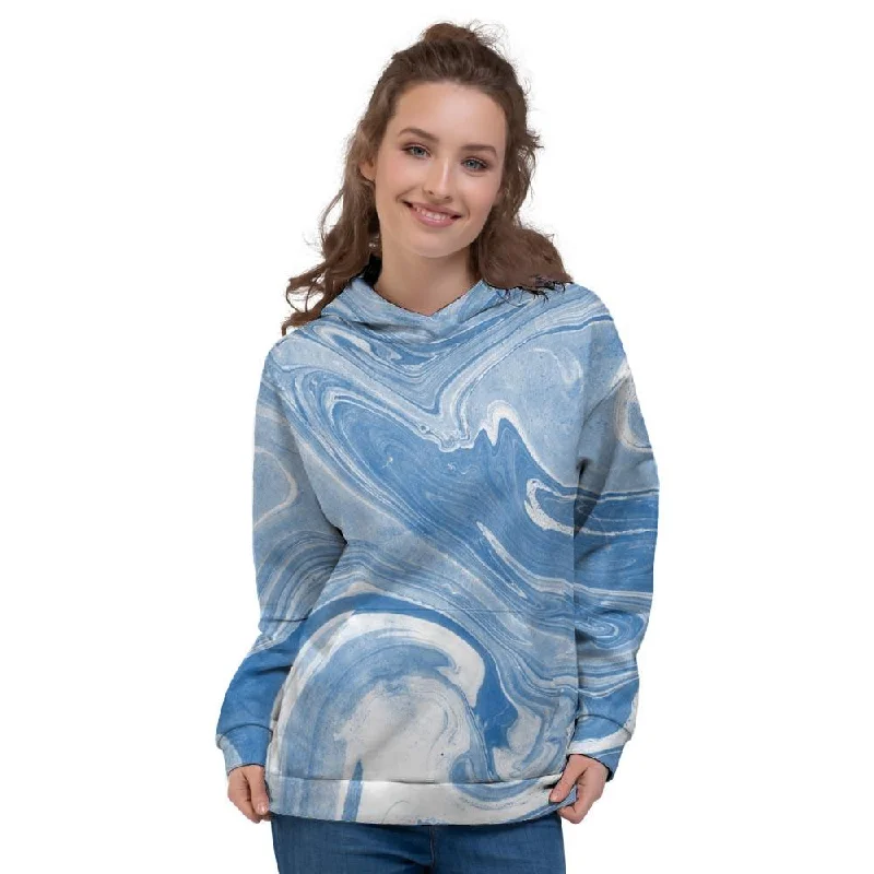 Instant Discount Blue Liquid Marble Women's Hoodie