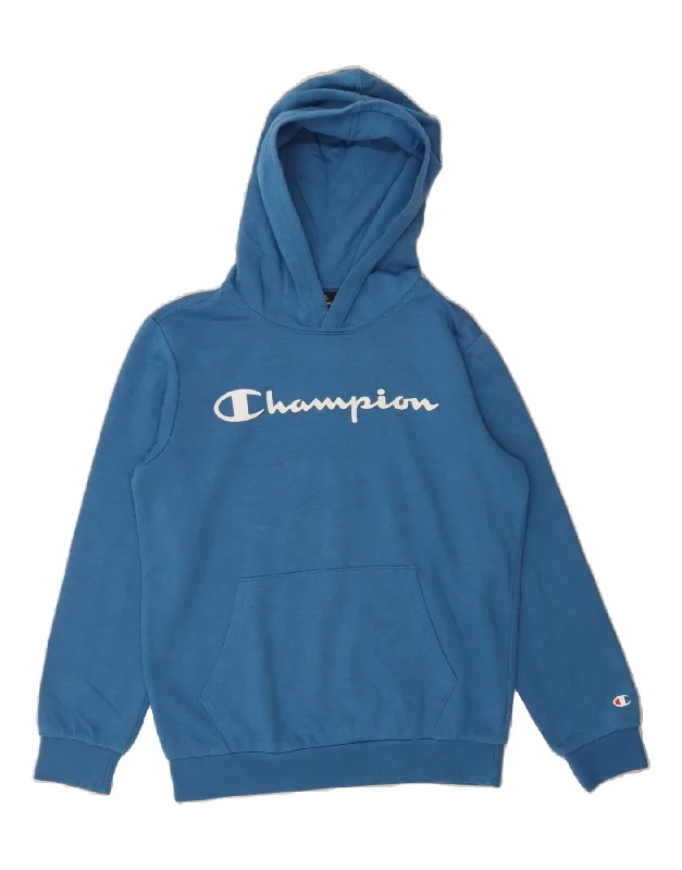 Steals and Deals CHAMPION Boys Graphic Hoodie Jumper 11-12 Years Blue