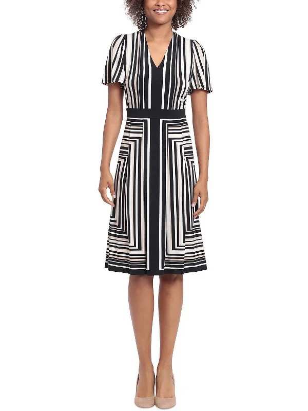 Limited Time Discount floral midi dressWomens Striped Knee Midi Dress