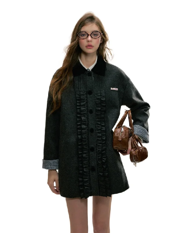 Weekend Flash Sale classic bomber jacketGray Herringbone Wool Coat