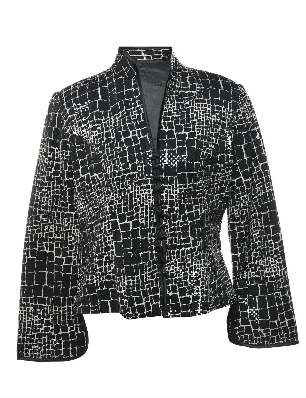 Sale Event high-performance jacketBlack & Silver Snakeskin Pattern Evening Jacket - M