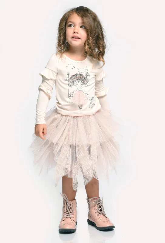Online Exclusive elegant shift dressRuffle Top and Hanky Mesh Skirt