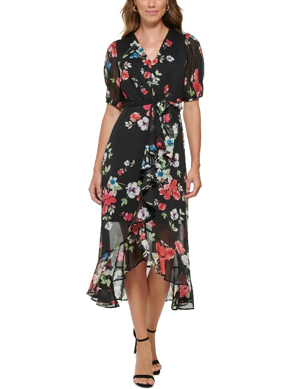 Midnight Madness statement dressPetites Womens Floral Hi-Low Midi Dress