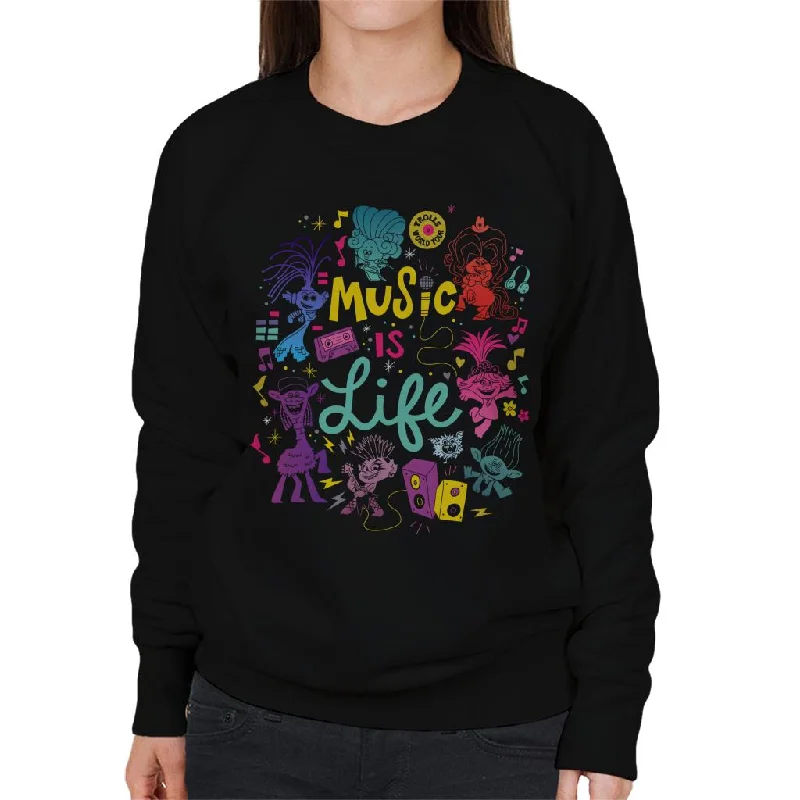 Unmissable Offer comfy workout wear hoodieTrolls World Tour Music Is Life Montage Women's Sweatshirt