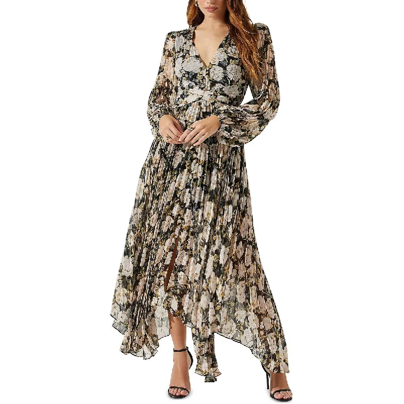 Get It Before It’s Gone lace-up dressASTR the Label Womens Ayana Chiffon Pleated Midi Dress
