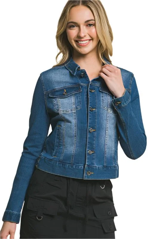 Exclusive Deal casual coat jacketDistressed Button Up Stretchy Cotton Denim Jacket