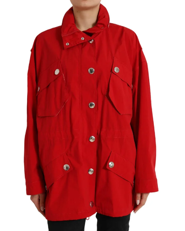 Incredible Offers cozy zip jacketDolce & Gabbana  Oversized Red Trench Coat