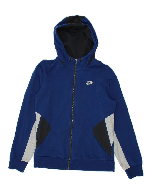 Super Sale LOTTO Mens Zip Hoodie Sweater Small Navy Blue Colourblock
