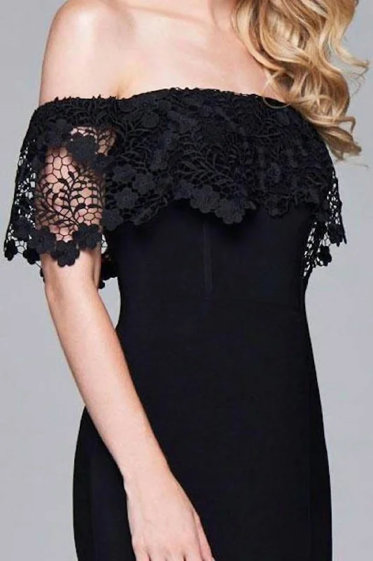 Price Cut flowy evening dressOff The Shoulder Cocktail Dress In Black