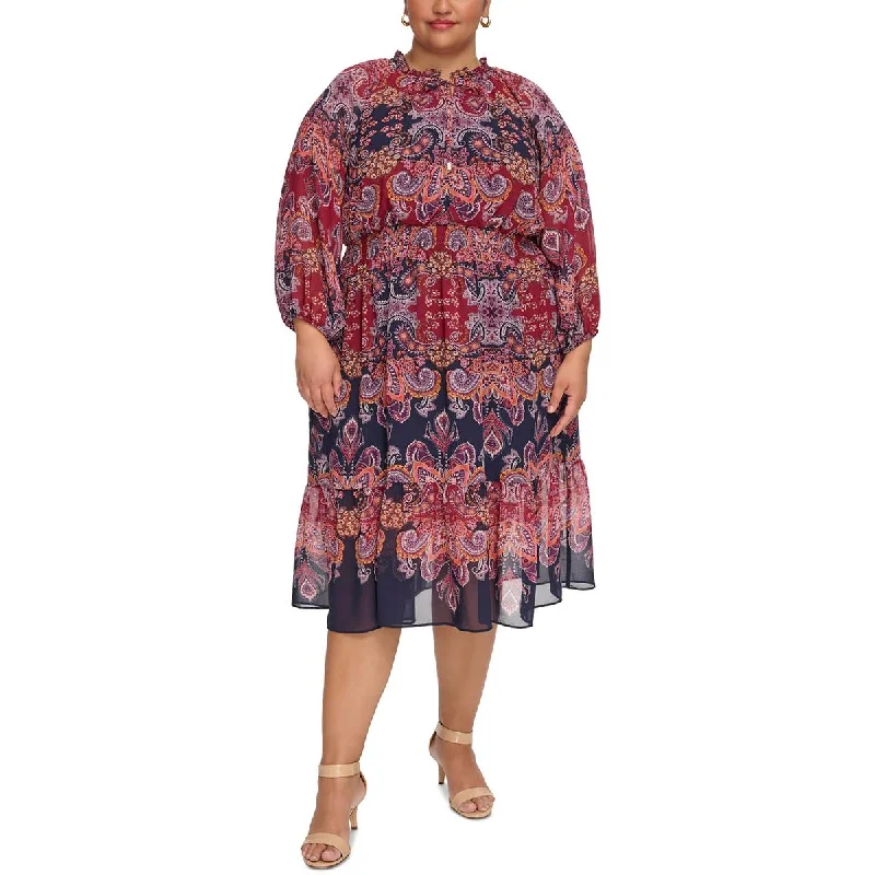 Big Discounts comfy dressVince Camuto Womens Plus Chiffon Paisley Midi Dress