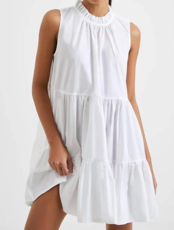 Instant Discount casual slip dressRhodes Poplin Sleeveless Tiered Dress In White