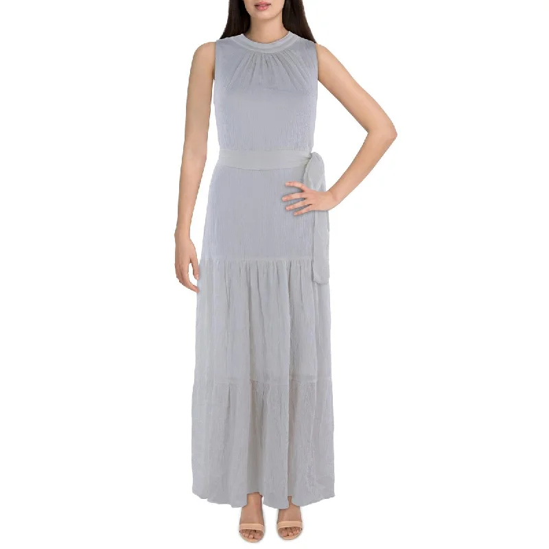 Crazy Savings fitted cocktail dressAnne Klein Womens Tie Neck Tiered Maxi Dress