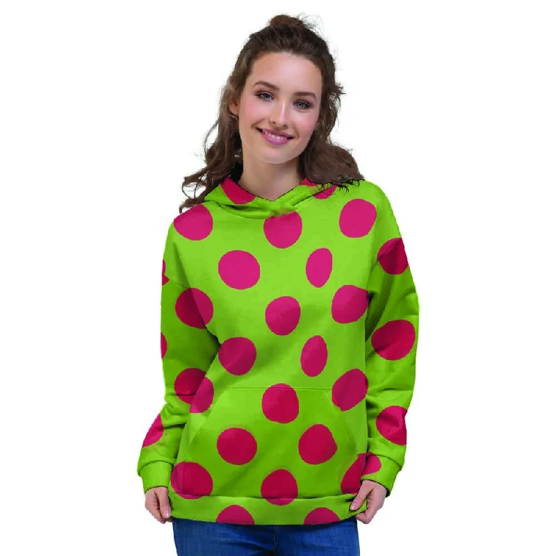 Special Discount Green And Red Polka Dot Women's Hoodie