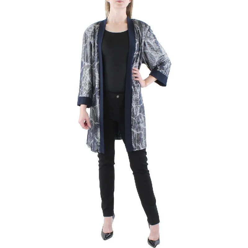 Bargain Blast outdoor jacketPlus Womens Metallic Open Front Duster Blazer