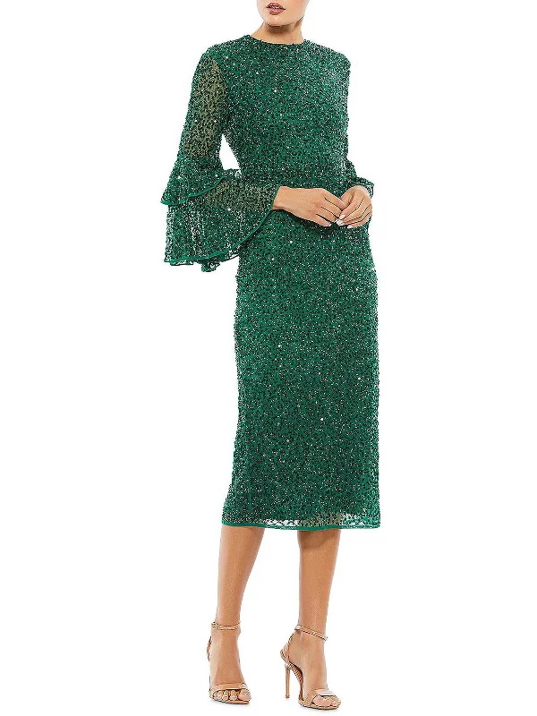 Great Deals backless dressWomens Sequined Calf Midi Dress