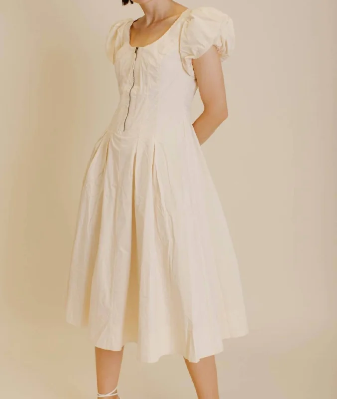 Anniversary Sale lace-up dressPoplin Zipper Front Midi Dress In White
