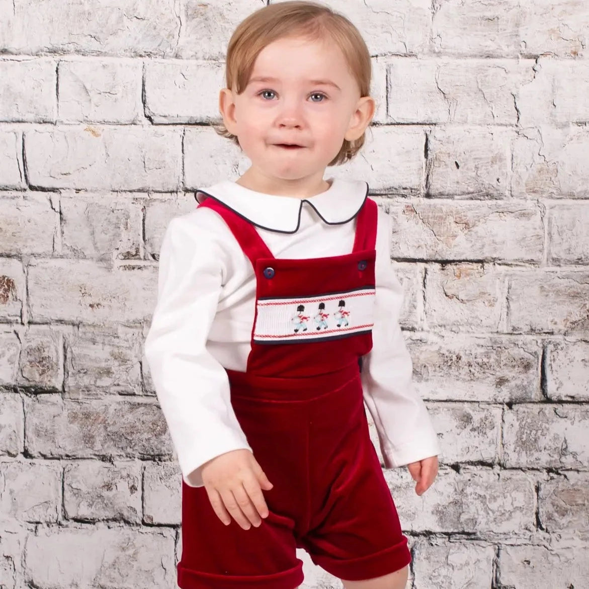 Online Only pleated dressBoys Velvet Romper