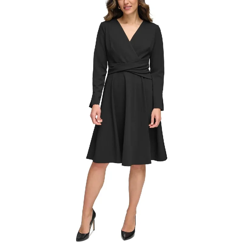 Unbeatable Prices satin midi dressTommy Hilfiger Womens Faux Wrap Fit & Flare Fit & Flare Dress