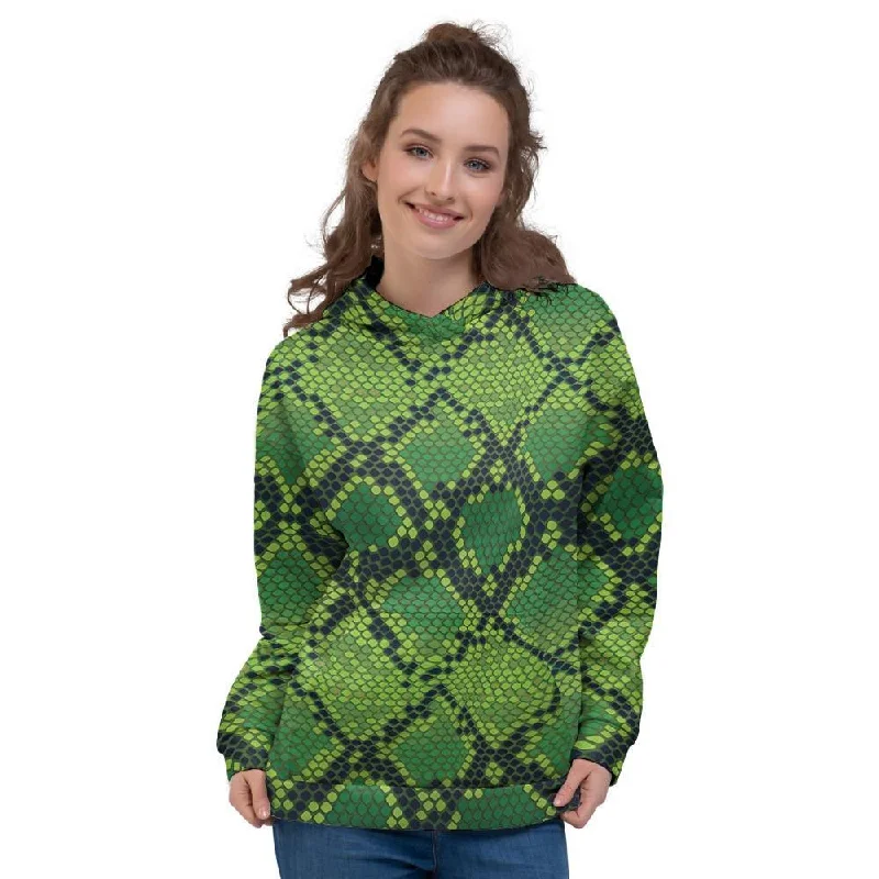 Super Sale Green Snakeskin print Women's Hoodie