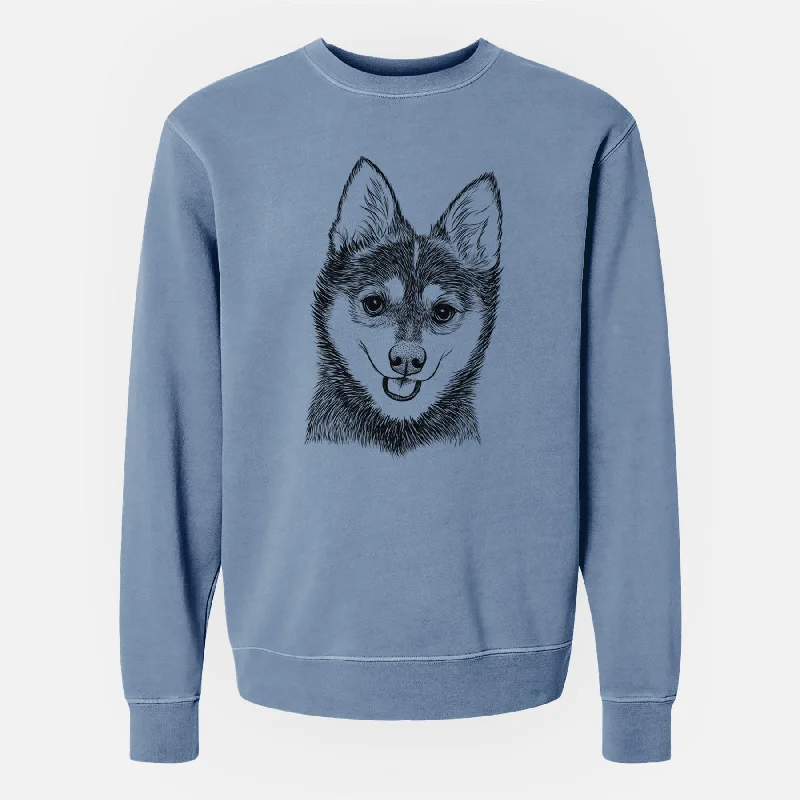 Super Sale fashion sportswear hoodieBare Posey the Alaskan Klee Kai - Unisex Pigment Dyed Crew Sweatshirt