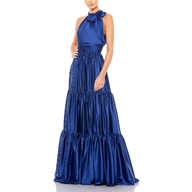 While Supplies Last denim dressMac Duggal Womens Satin Halter Evening Dress