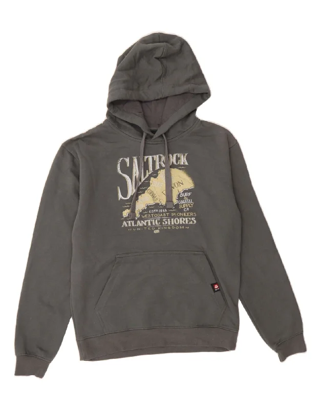 Price Drop SALTROCK Mens Graphic Hoodie Jumper Small Grey Cotton
