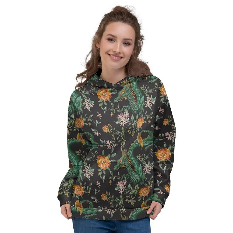 Early Bird Discount Chinese Green Dragon Print Women's Hoodie