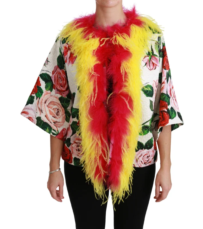 Buy More, Save More fashionable puffer jacketDolce & Gabbana Floral Fur Detail Jacket