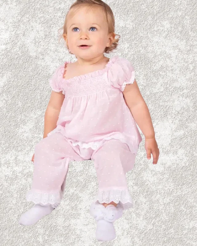 Savings Event lace-up dressInfant Pink Two Piece Pajama